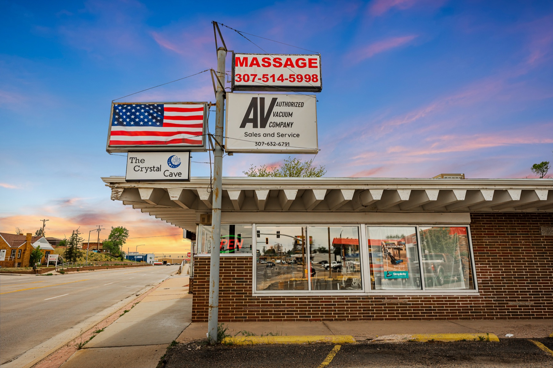 The shop at dusk on East Lincolnway